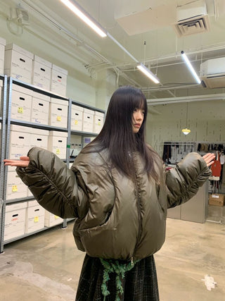 [NEVERSEEZ] Cropped Puffer Down Jacket