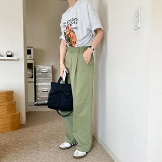 Pintuck Wide Chino Pants