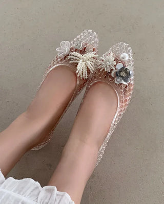 [3 colors] Glow Jelly Flat Summer Aqua Jelly Shoes Sandals