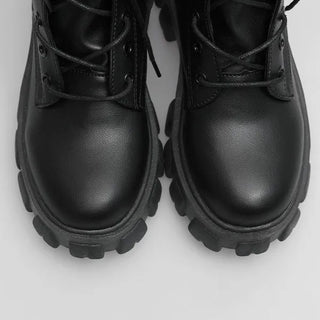 Mid-calf lace-up boots