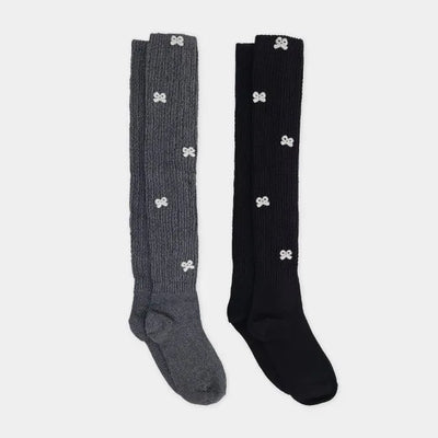 Ribbon Rib Knee Socks