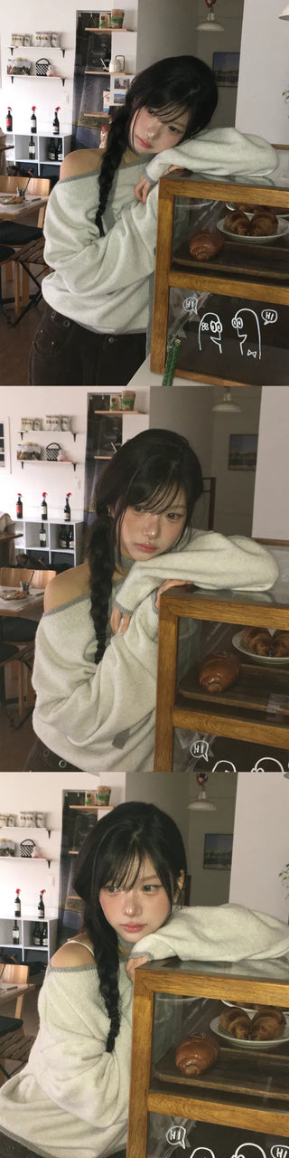 Pigmented Daily Off-Shoulder Over Wool Knitwear - 4 Colors