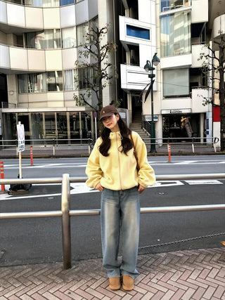 (3 colors) Oversized fleece jacket