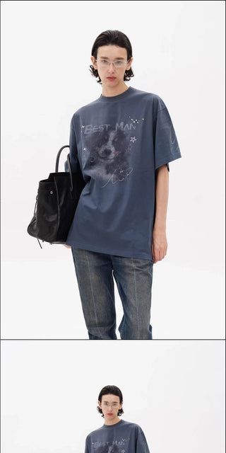 [MASONPRINCE] Bestman Dog Print Oversized Tee