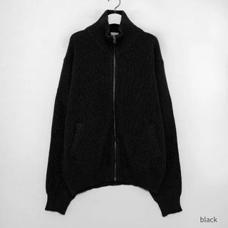 High-neck knit zip-up