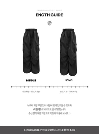 Natty Two-Pocket Wide Long Nylon Two-Way Pants - 4 Colors