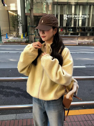 (3 colors) Oversized fleece jacket