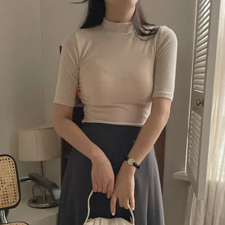 Angora short-sleeved T-shirt