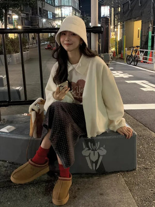 (3 colors) Oversized fleece jacket
