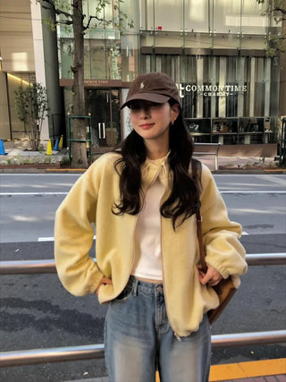 (3 colors) Oversized fleece jacket