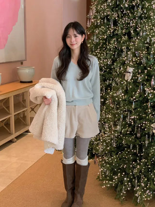 (3 colors) Boat neck loose fit knit