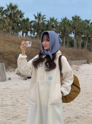 (3 colors) Anorak Hooded Fleece Dress