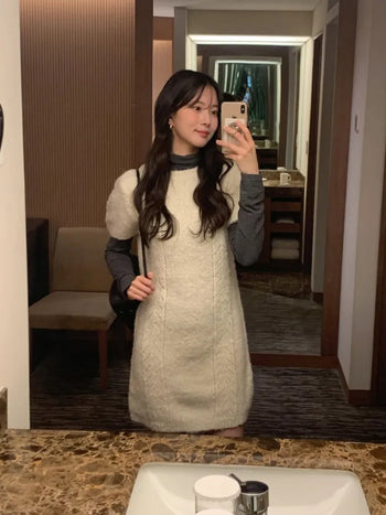 (3 colors) Knit Midi Dress