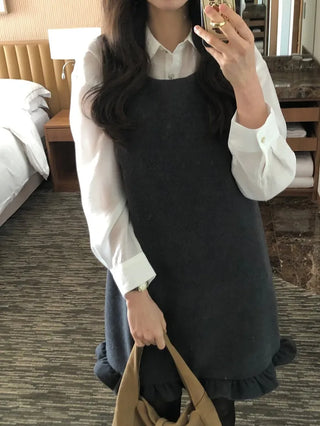 (3 colors) Frill Bustier Dress