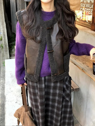 (2 colors) Sheepskin Vest