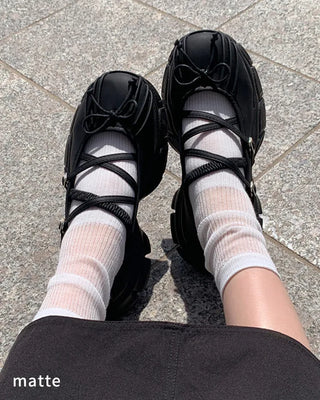 Platform Mary Jane Ribbon Platform Loafer Sneakers (2 colors)