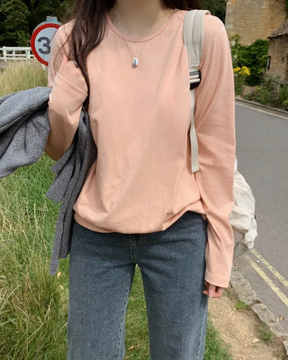 (Standard Fit/Loose Fit) Clean Long-Sleeve T-Shirt