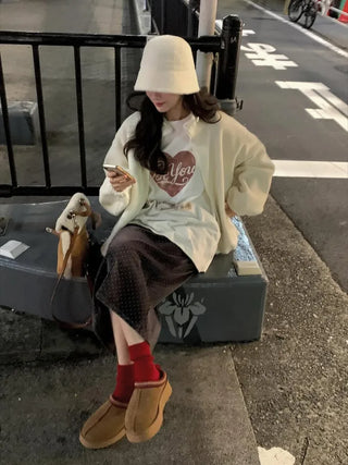 (3 colors) Oversized fleece jacket