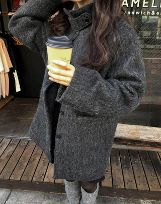 (2 colors) Mohair Half Coat