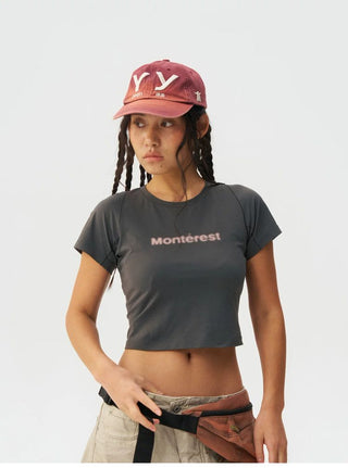 [Monterest] Quick-Dry Slim Fit Crop Logo Tee