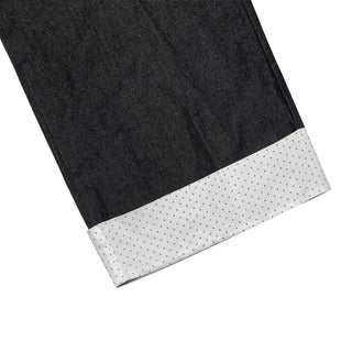 (2 colors) Roll-up polka dot denim pants