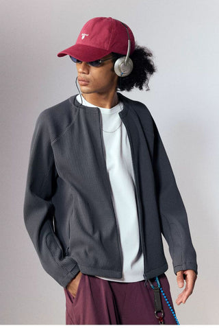 [Monterest] Waffle Knit Zip-Up Cardigan Jacket