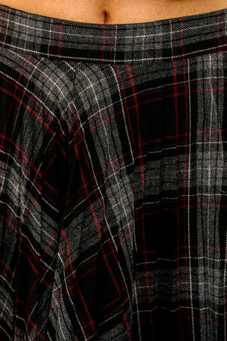 [Moromoro2] Retro Plaid Wool Blend Pleated  Skirt