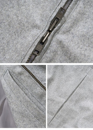 [Monterest] Wool Blend Stand Collar Harrington Jacket