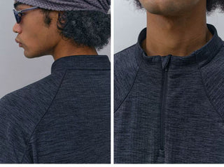[Monterest] 3A Antibacterial Grid Fleece Half-Zip Tee