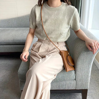 cream half sleeve knit