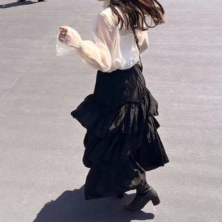 Can-can frill long skirt