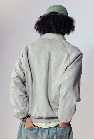 [Monterest] Relaxed Fit Polo Collar Knit Sweatshirt
