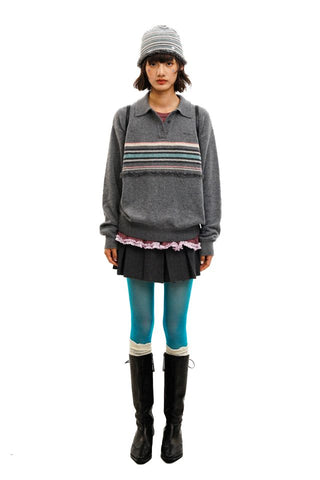 [Moromoro2] Wool Polo Knit Sweater