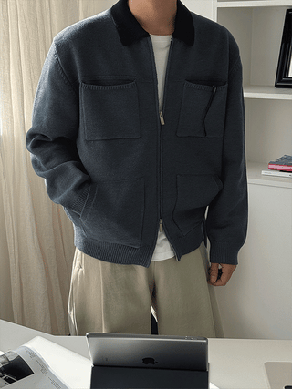 Cre Contrast Pocket Knit Work Jacket