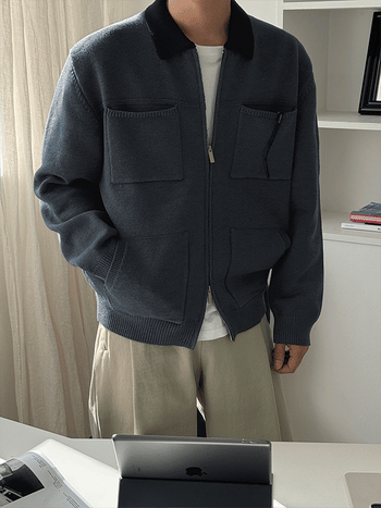 Cre Contrast Pocket Knit Work Jacket