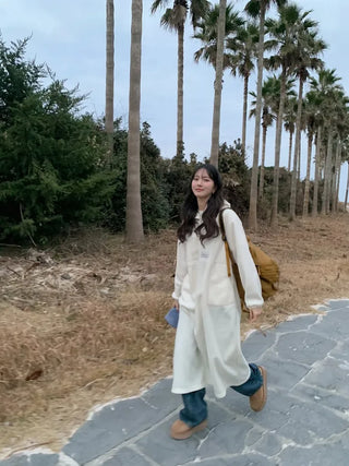 (3 colors) Anorak Hooded Fleece Dress