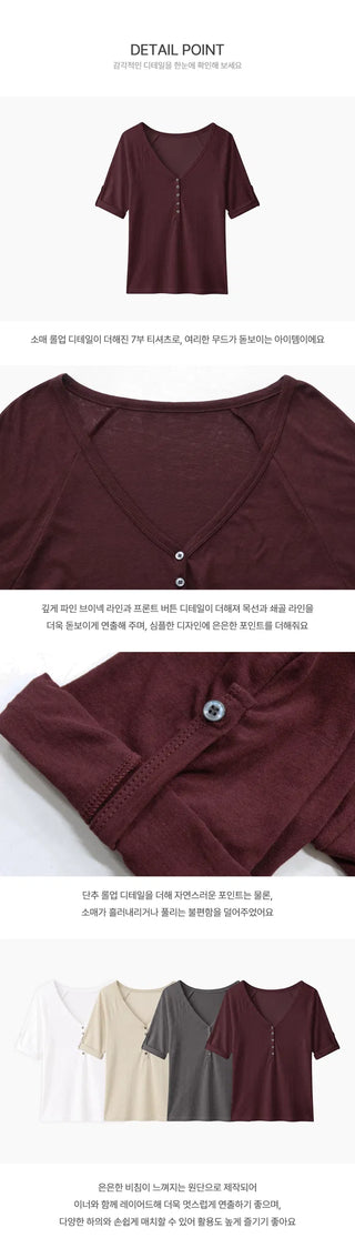Special Edition Pin Button 3/4 Sleeve T-shirt - 4 Colors