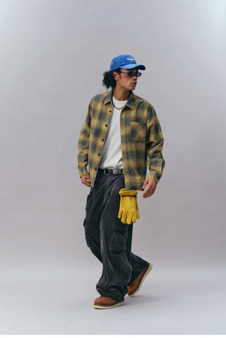 [Monterest] Washed Brushed Plaid Flannel Shirt