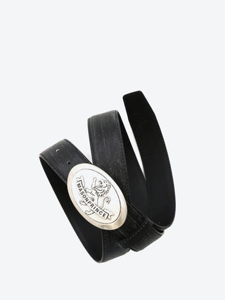 [MASONPRINCE] Cowhide Leather Lion Buckle Belt