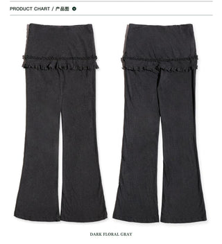 [Moromoro2] Lace Trim Layered Flare Pants