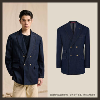 [CULTUM] Lyocell Denim Double-Breasted Blazer