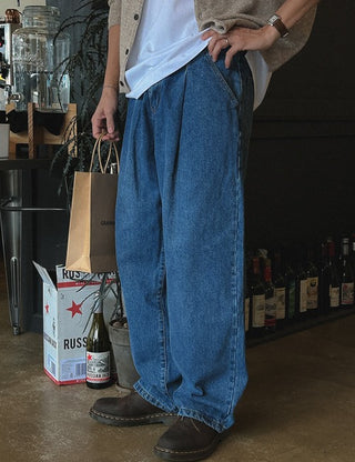 Hazel One-Pleat Normal Denim Pants (2 colors, M~XL)