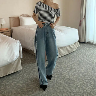 Line Point Wide Denim Pants