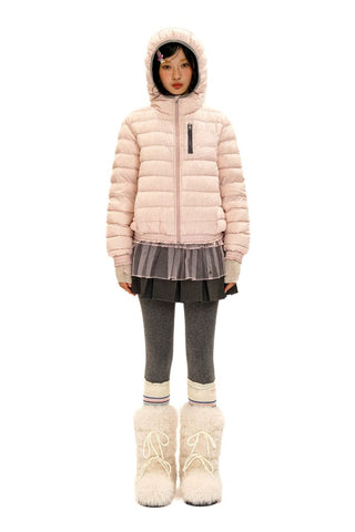 [Moromoro2] Lace Trim Hooded Down Jacket /  Vest