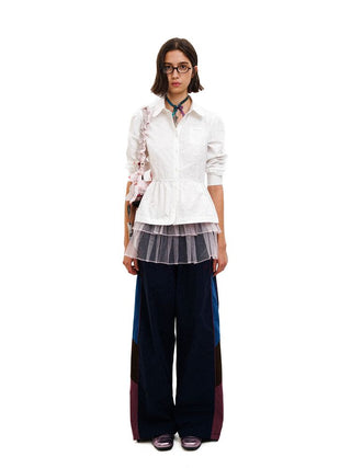 [Moromoro2] Baby Collar Bubble Sleeve Pleated  Shirt