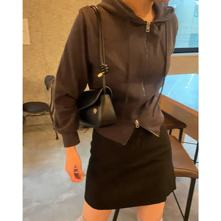 Cropped hoodie zip-up