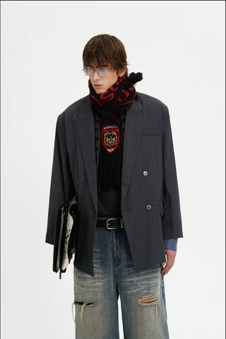 [MASONPRINCE] POLIZEI Emblem Fringe Scarf
