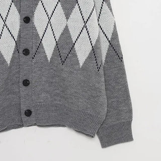 Argyle knit cardigan