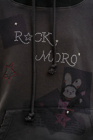 [Moromoro2] Rhinestone Patchwork Hoodie