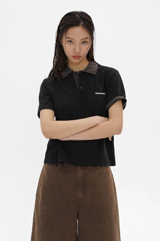 [MASONPRINCE] Check Collar Pique Cotton Polo